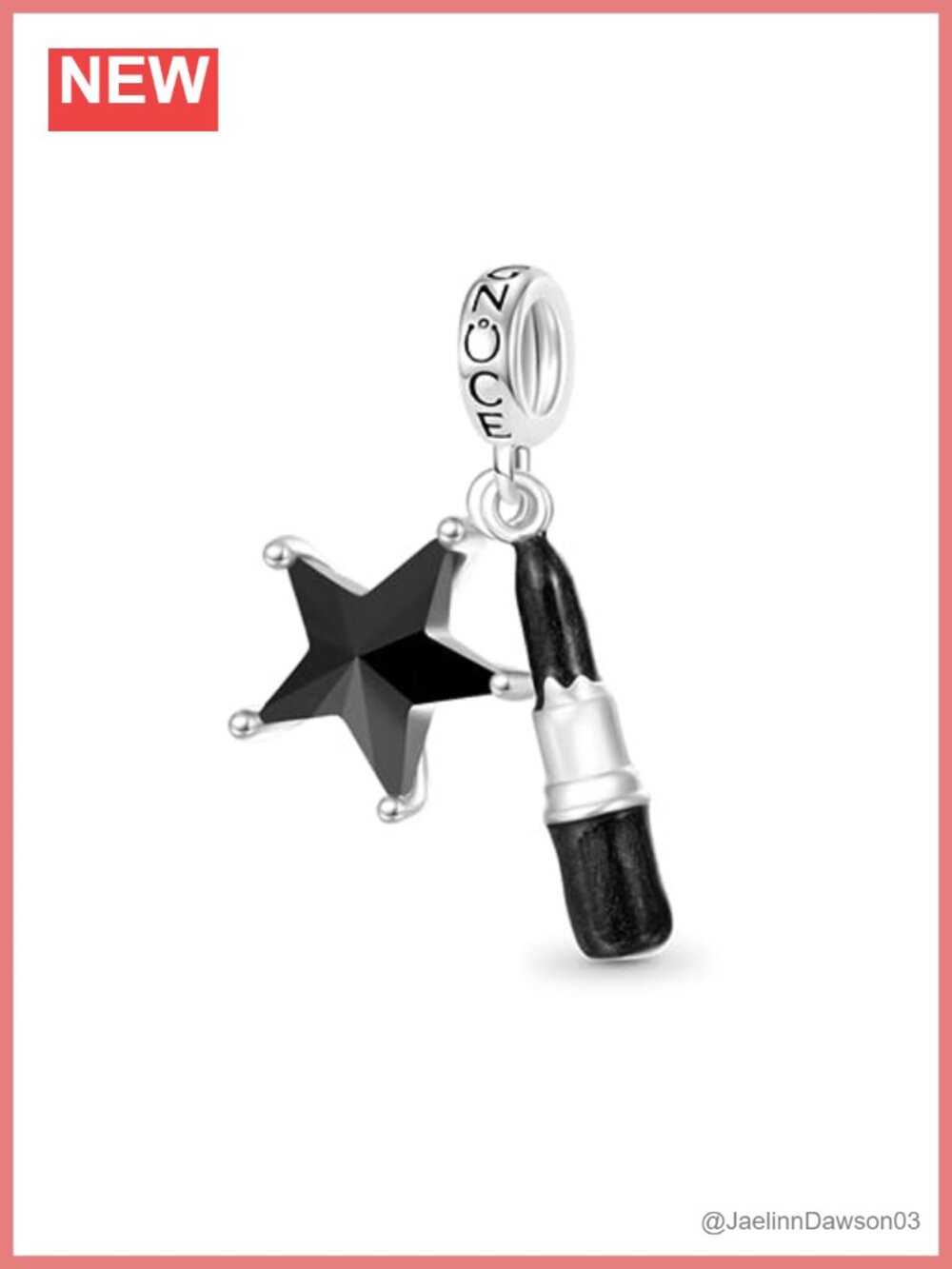 S925 Sterling Silver Lipstick Halloween Charm Dangle Fit Bracelet Necklace